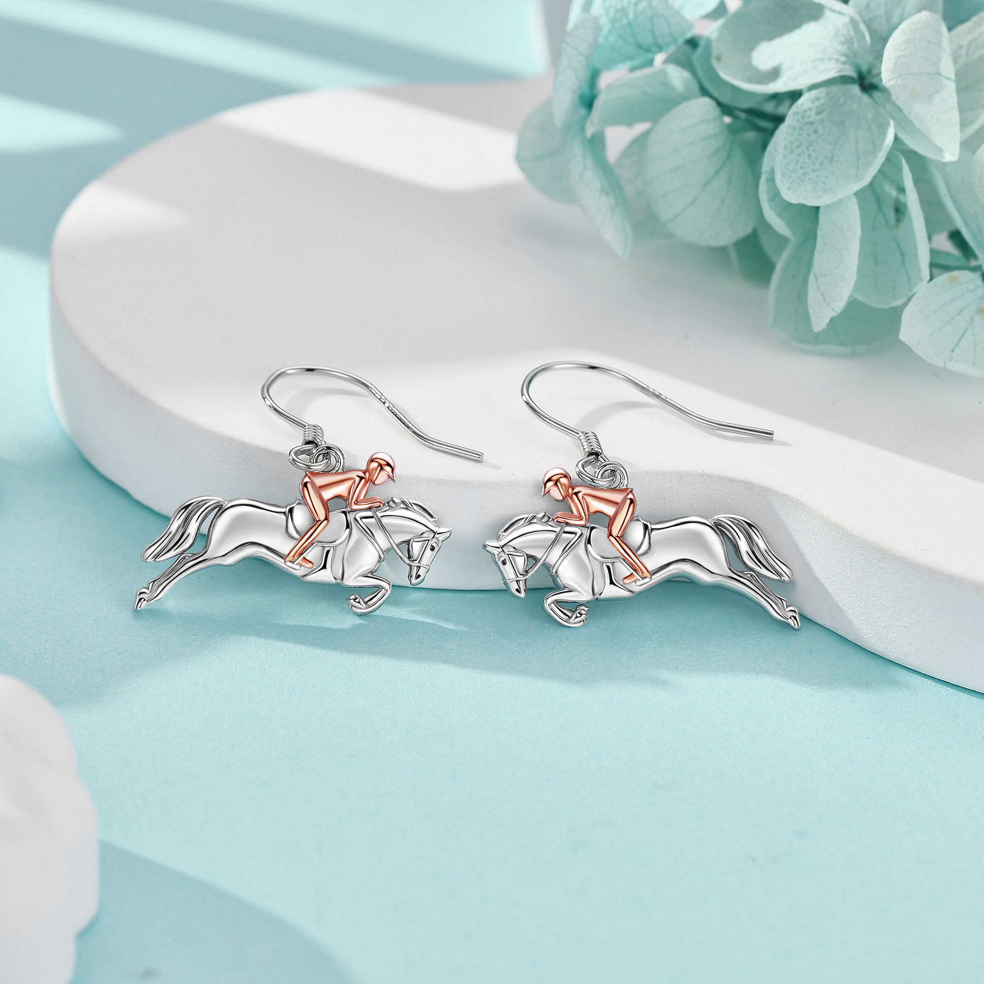 Women's Sterling Silver Horse Dangle Earrings, Gift for Mum